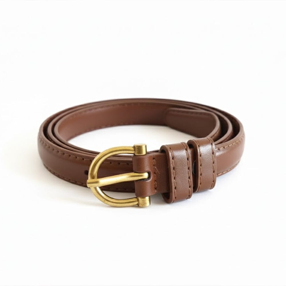 Alpha 55 Ceinture Unie à Boucle Ronde - Accessoire Élégance Femme