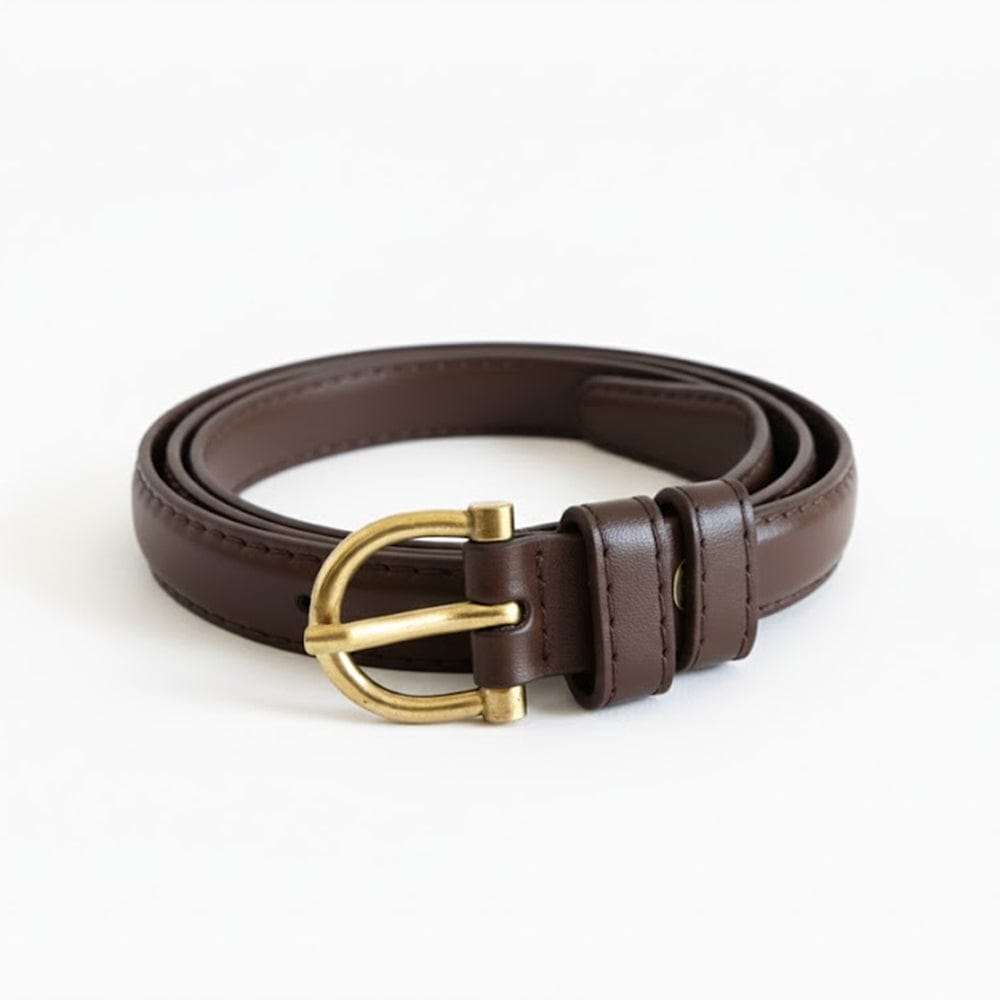 Alpha 55 Ceinture Unie à Boucle Ronde - Accessoire Élégance Femme