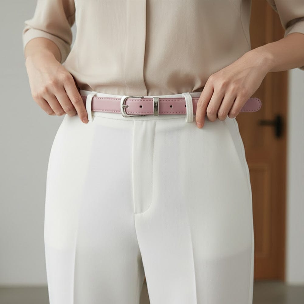 Alpha 55 Ceinture Unie Boucle Argentée - Élégance et Style Moderne