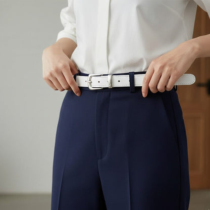 Alpha 55 Ceinture Unie Boucle Argentée - Élégance et Style Moderne