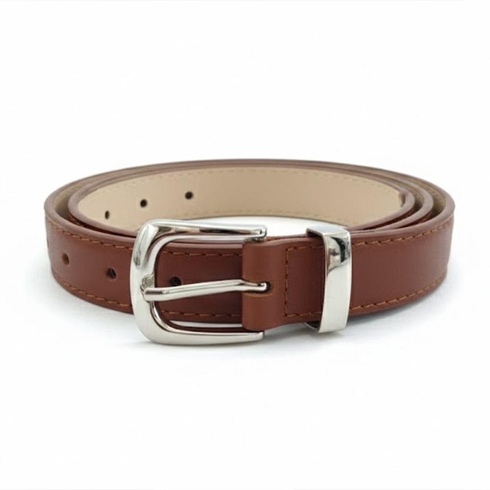 Alpha 55 Ceinture Unie Boucle Argentée - Élégance et Style Moderne