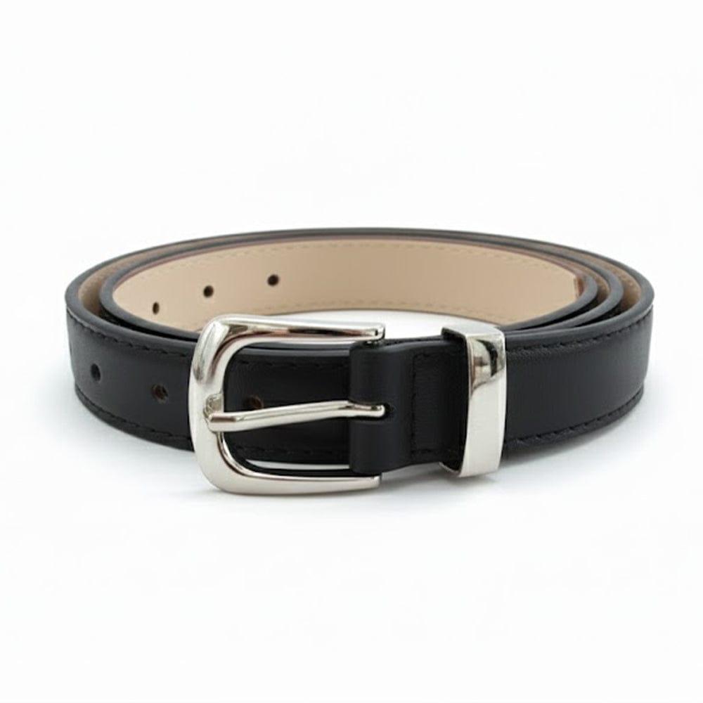 Alpha 55 Ceinture Unie Boucle Argentée - Élégance et Style Moderne