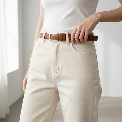 Alpha 55 Ceinture Unie Boucle Dorée – Chic & Tendance