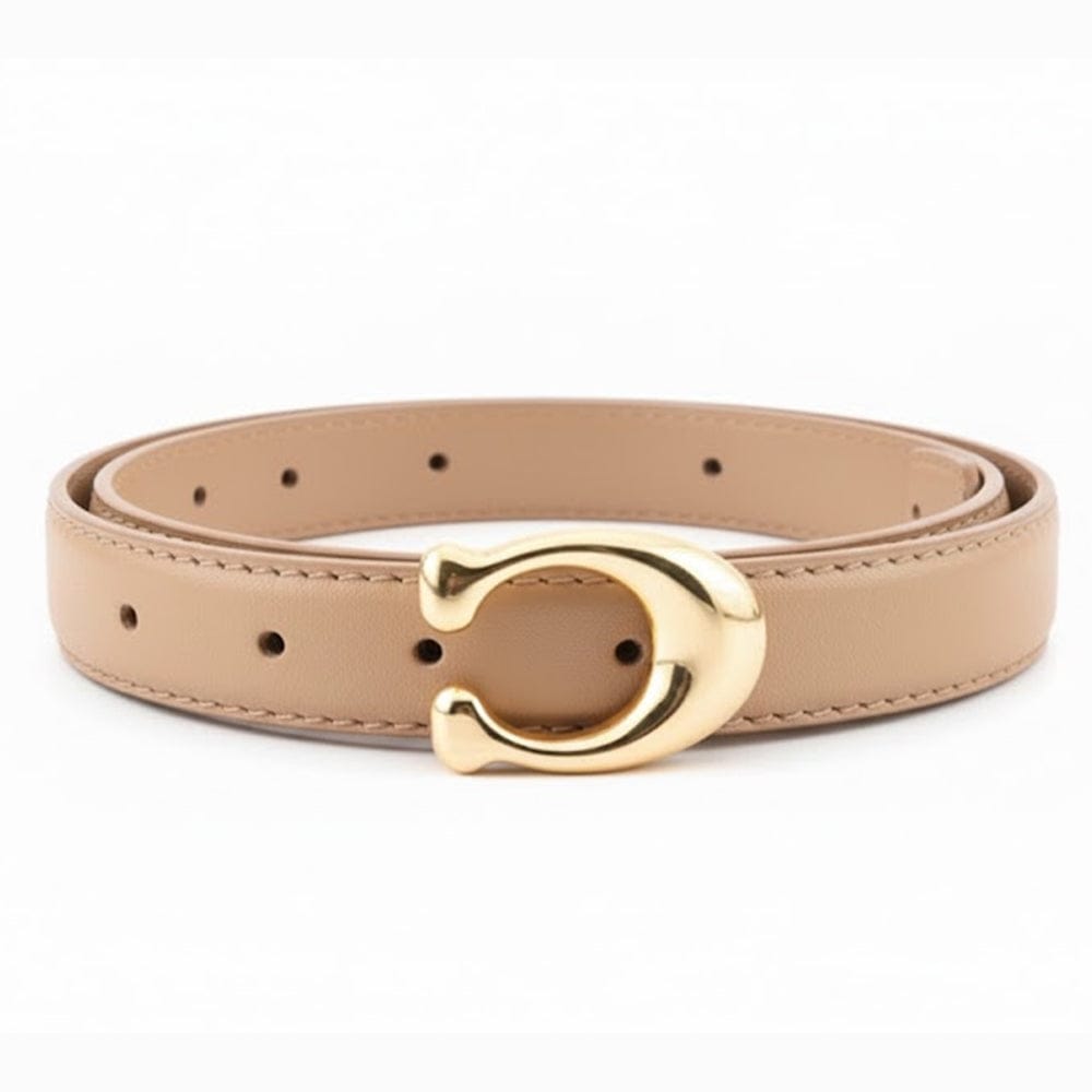 Alpha 55 Ceinture Unie Boucle Ovale Or - Accessoire Chic & Tendance