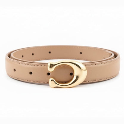 Alpha 55 Ceinture Unie Boucle Ovale Or - Accessoire Chic & Tendance