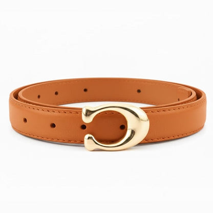 Alpha 55 Ceinture Unie Boucle Ovale Or - Accessoire Chic & Tendance