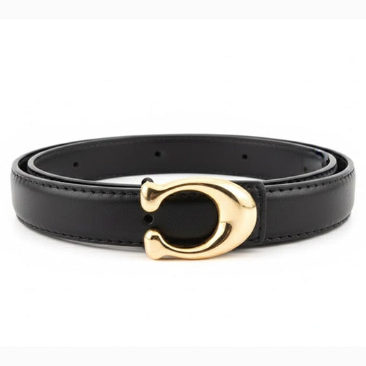 Alpha 55 Ceinture Unie Boucle Ovale Or - Accessoire Chic & Tendance