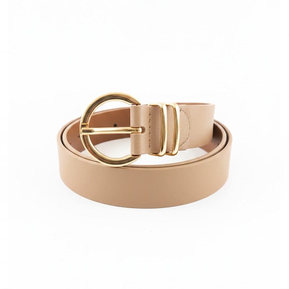 Alpha 55 Ceinture Unie Boucle Ronde doré - Éclat et Élégance Féminine