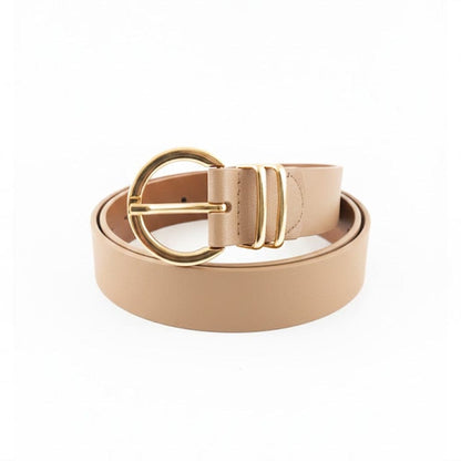 Alpha 55 Ceinture Unie Boucle Ronde doré - Éclat et Élégance Féminine