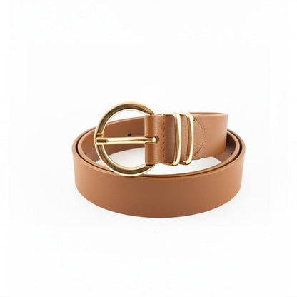 Alpha 55 Ceinture Unie Boucle Ronde doré - Éclat et Élégance Féminine