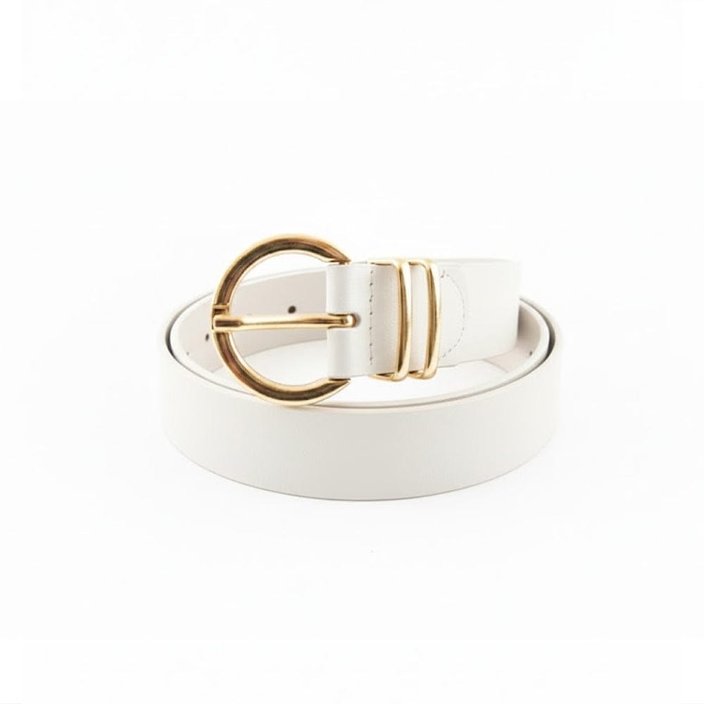 Alpha 55 Ceinture Unie Boucle Ronde doré - Éclat et Élégance Féminine