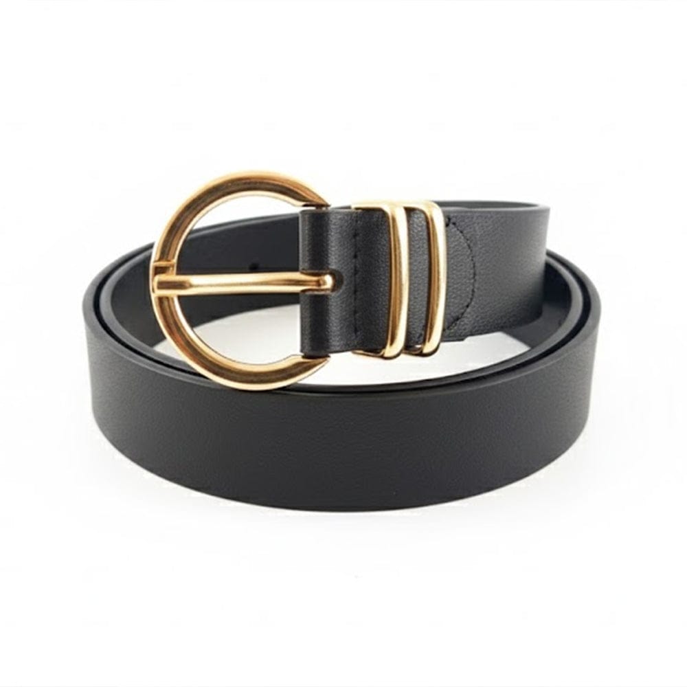 Alpha 55 Ceinture Unie Boucle Ronde doré - Éclat et Élégance Féminine