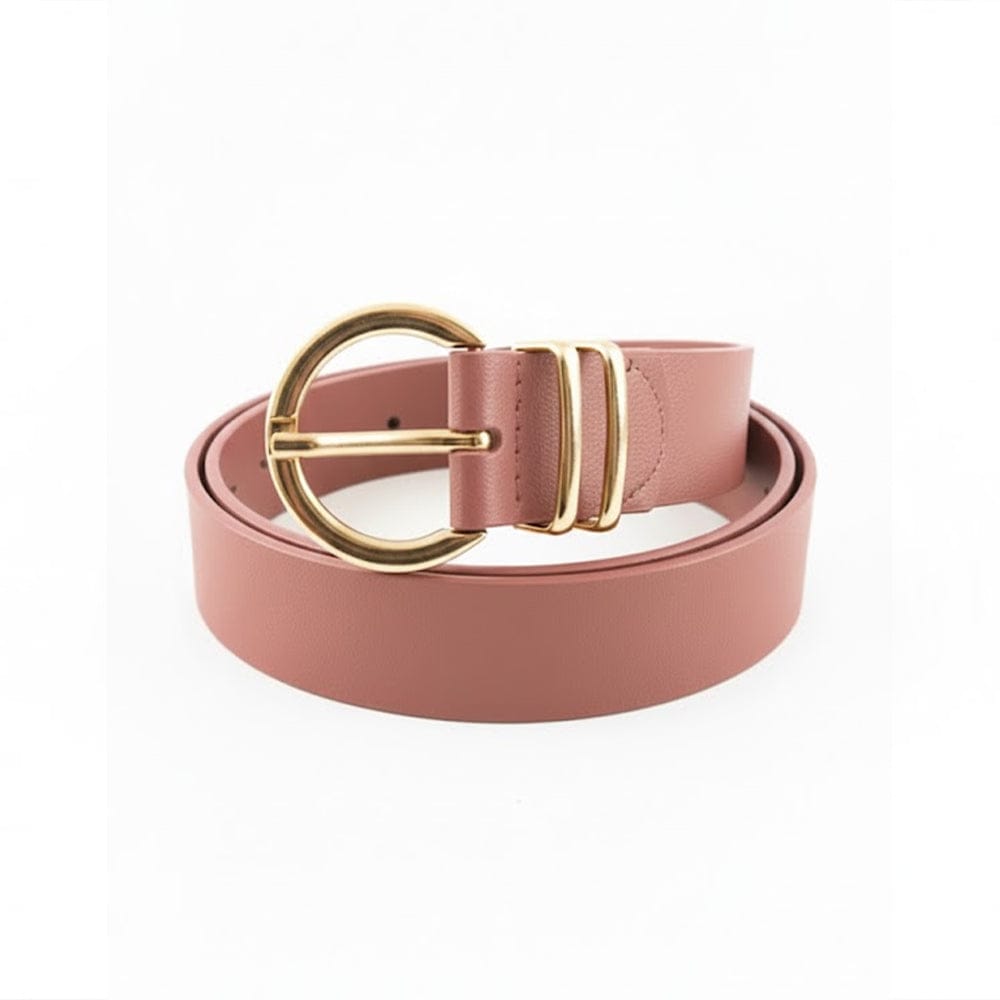 Alpha 55 Ceinture Unie Boucle Ronde doré - Éclat et Élégance Féminine