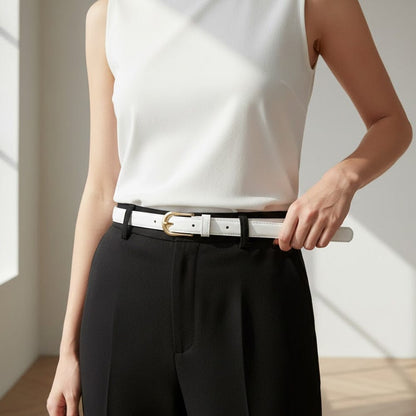 Alpha 55 Ceinture Unie Femme Boucle Dorée – Chic & Qualité