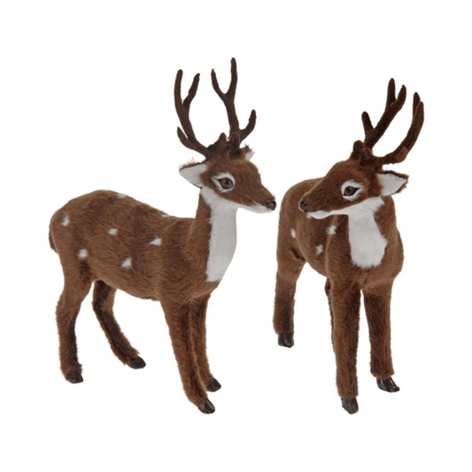 Alpha 55 Cerf décoratif debout en fourrure marron – Noël chic
