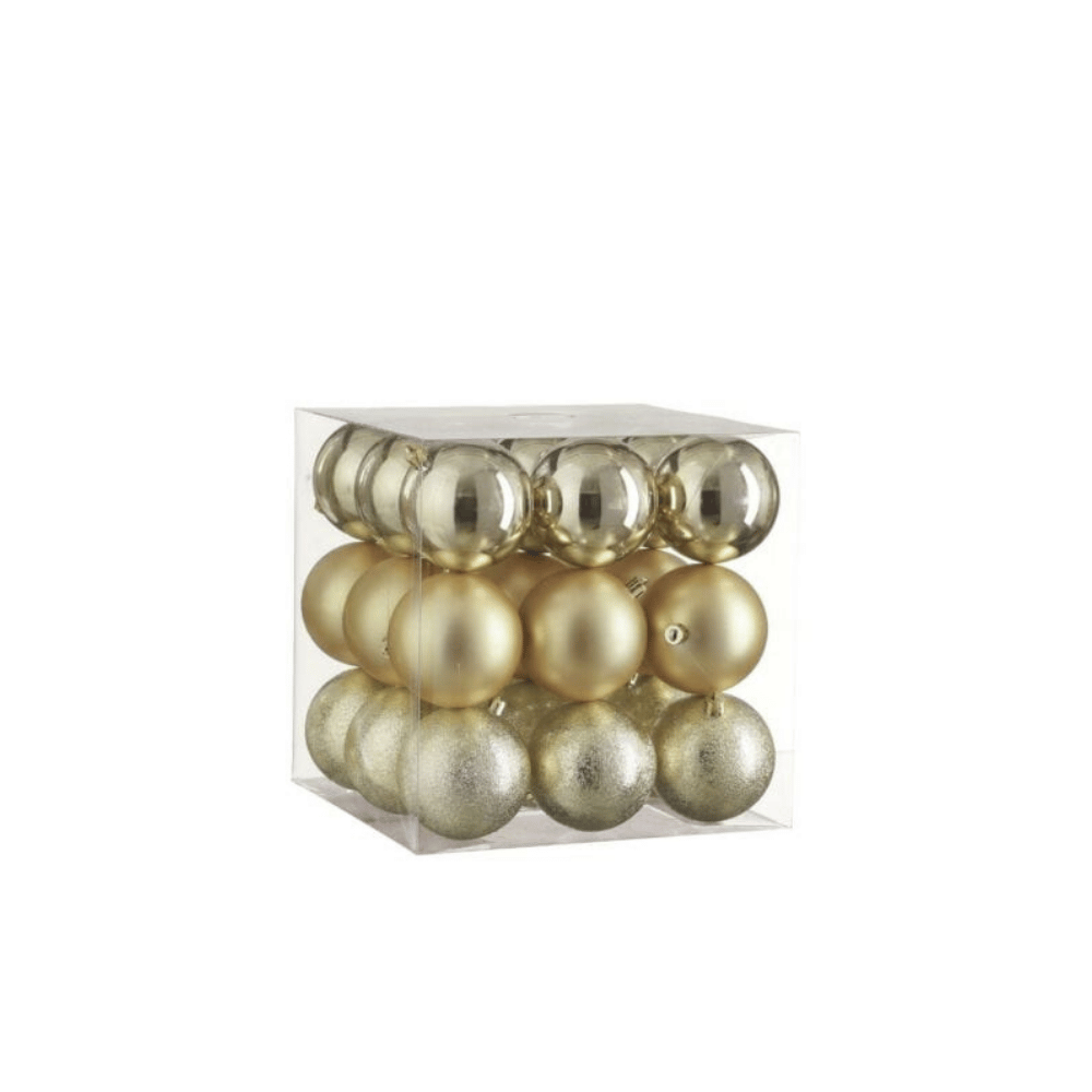 Alpha 55 Champagne Set de 27 boules de Noël incassables