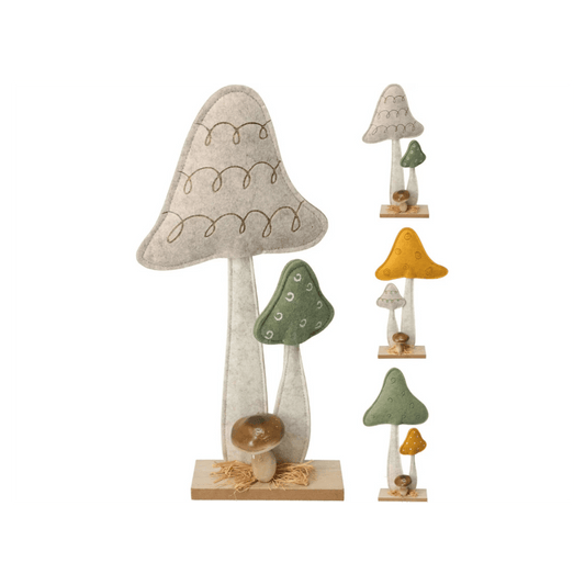 Alpha 55 Champignon décoratif en feutre avec base en bois