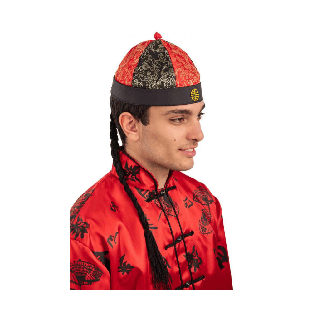 Alpha 55 chapeau Calot Chinois Tressé Rouge Accessoire Déguisement