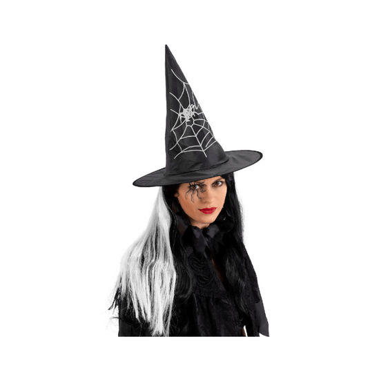 Alpha 55 chapeau Chapeau Sorcière Blanc Décoré avec Cheveux Halloween