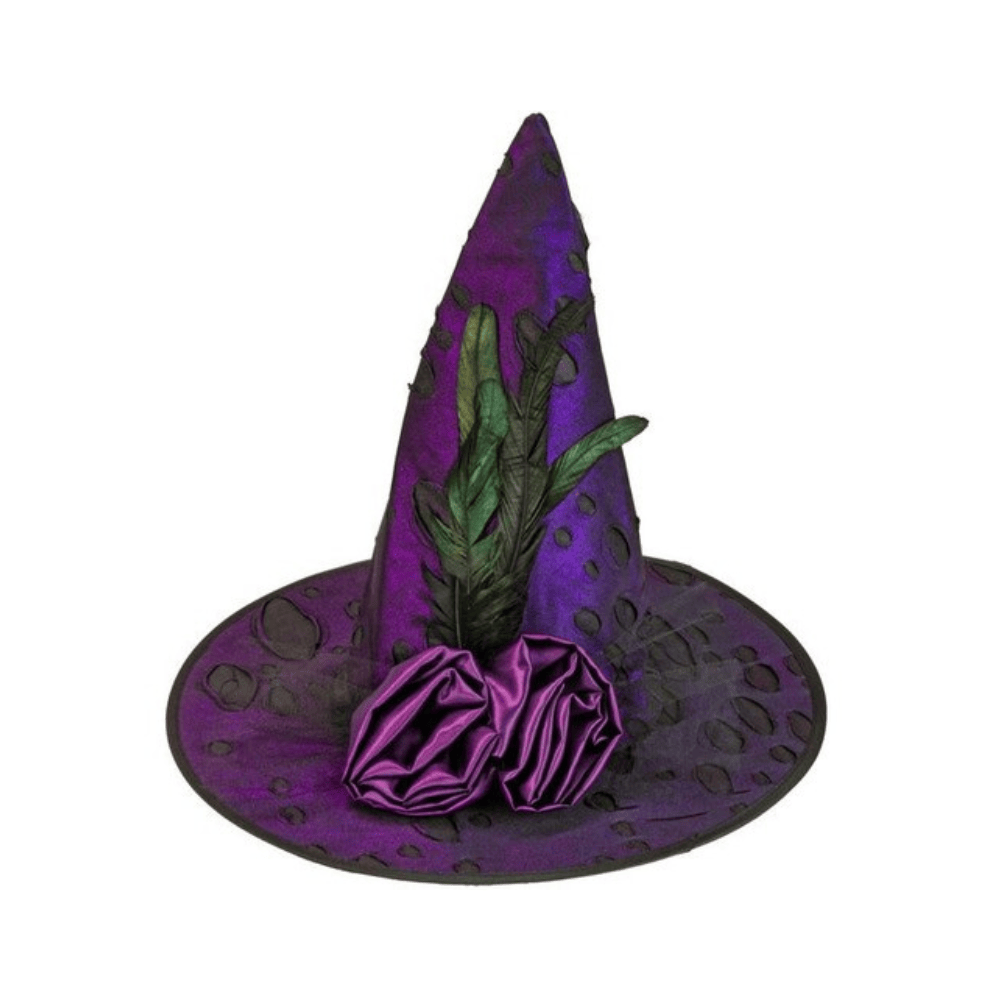Alpha 55 chapeau Chapeau Sorcière Fleurs et Plumes Violet Halloween