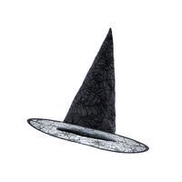 Chapeau Sorcière Noir Décor Toile d'Araignée Halloween