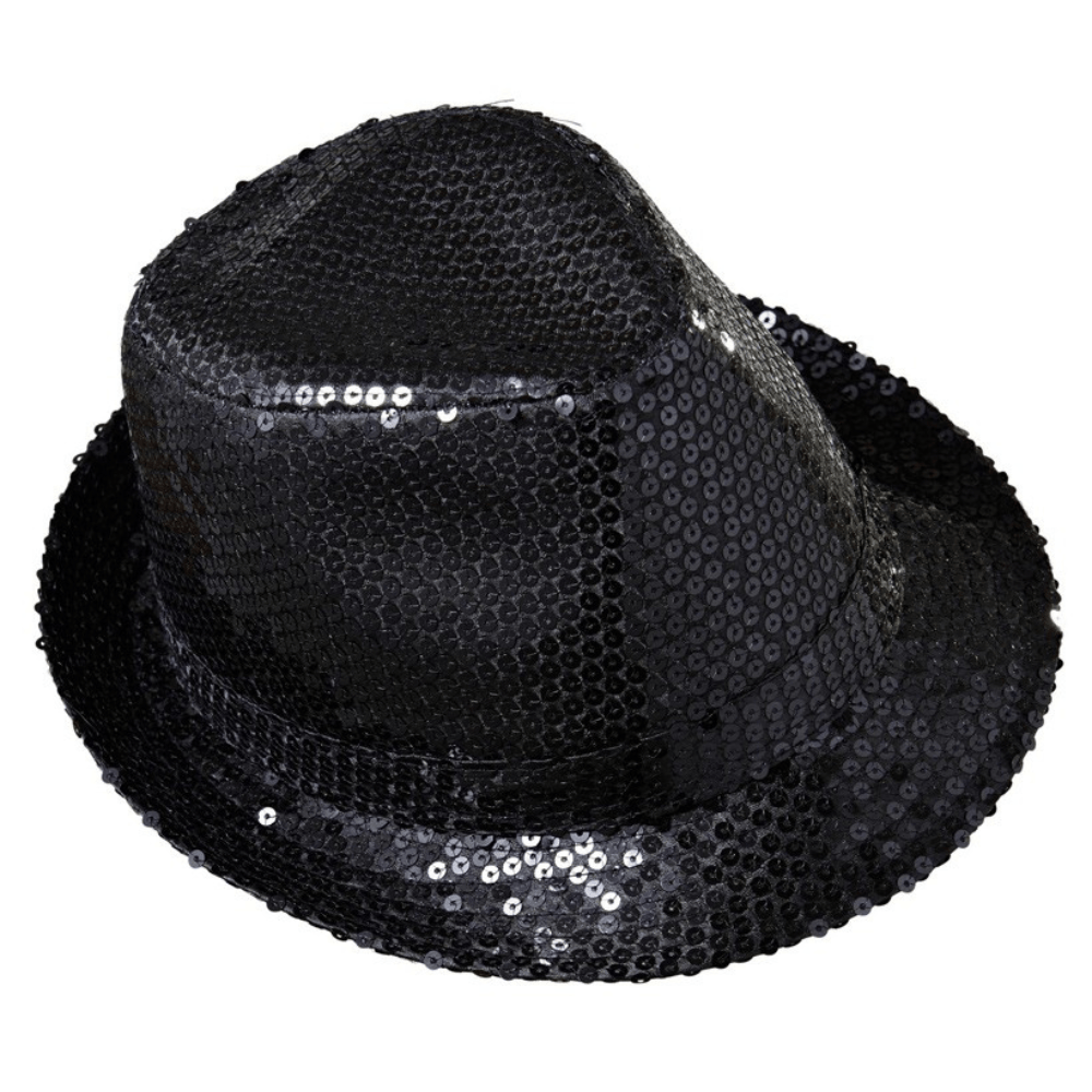 Alpha 55 Chapeau Gangster à sequins noir – Chic & festif