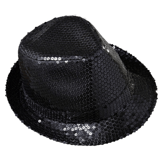 Alpha 55 Chapeau Gangster à sequins noir – Chic & festif