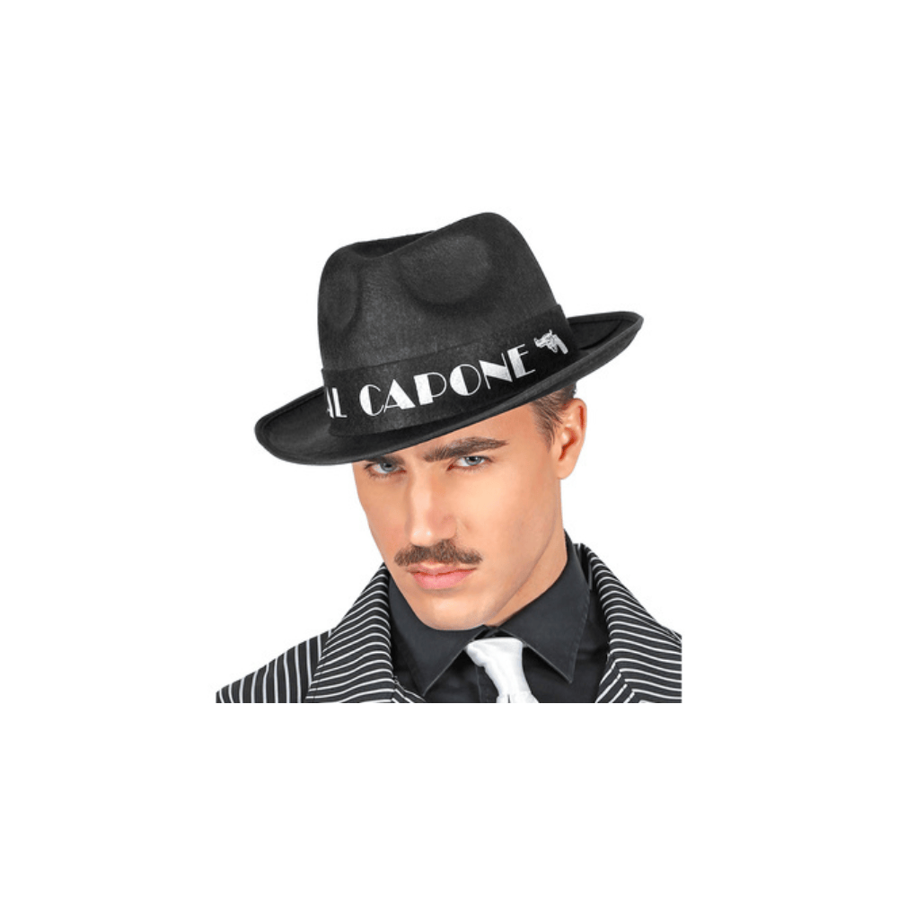 Alpha 55 Chapeau Gangster Al Capone Noir Accessoire Déguisement