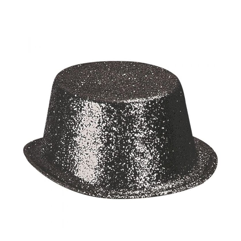 Alpha 55 Chapeau haut de forme avec paillettes 10 cm en noir