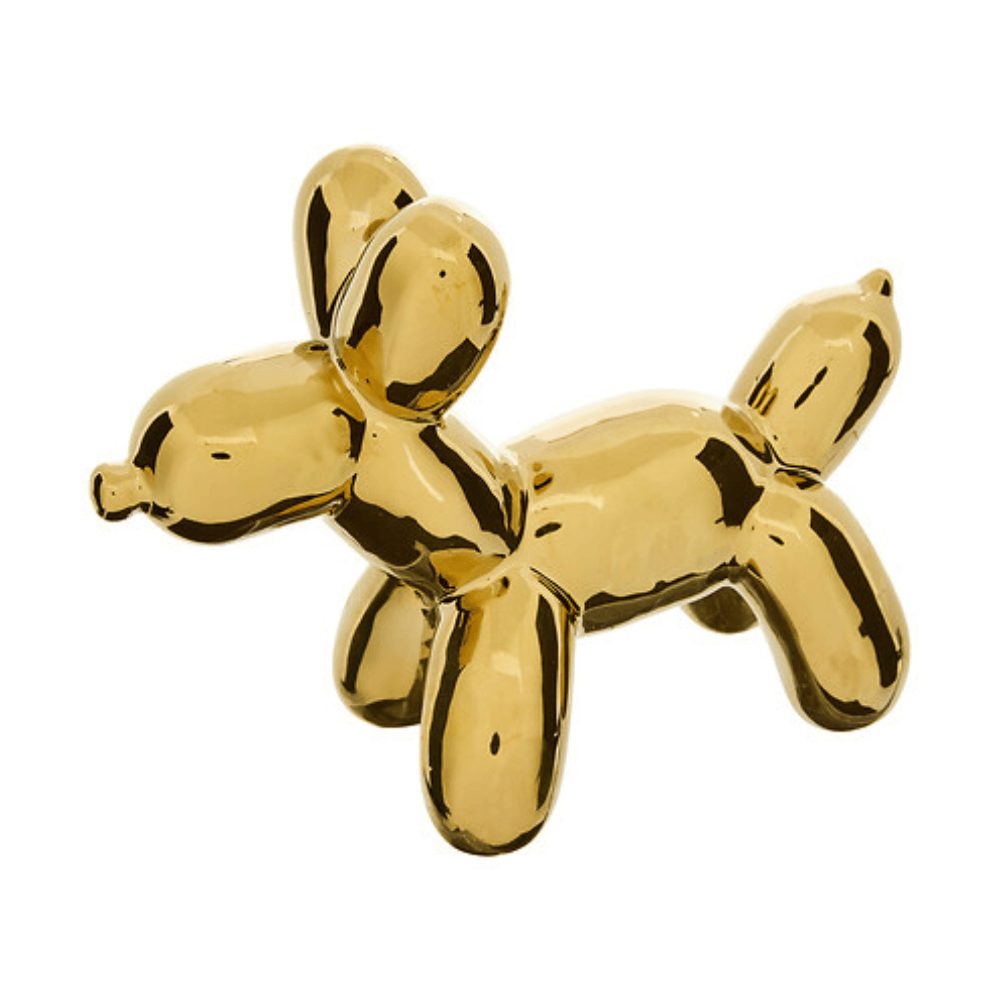 Alpha 55 Chien Déco Théo en Céramique Doré Élégant