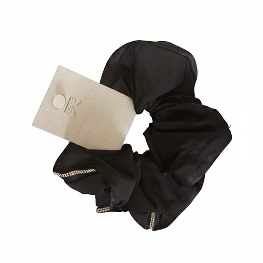 Alpha 55 Chouchou satin noir contour strass – Élégant