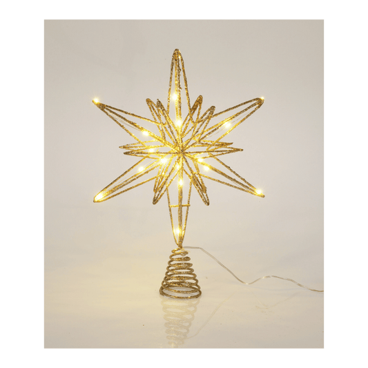 Alpha 55 Cimier Étoile Doré 20 LED Pailleté – Décor Sapin Noël
