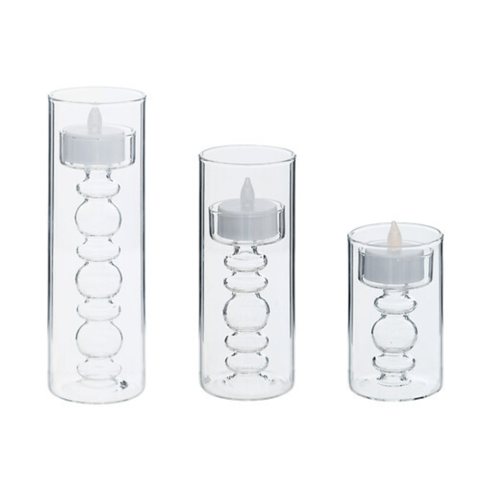 Alpha 55 Coffret 3 bougies LED Lena en verre élégant