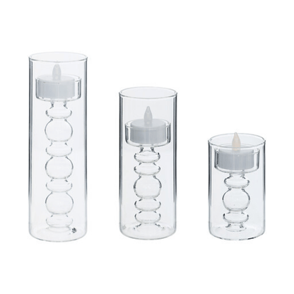 Alpha 55 Coffret 3 bougies LED Lena en verre élégant