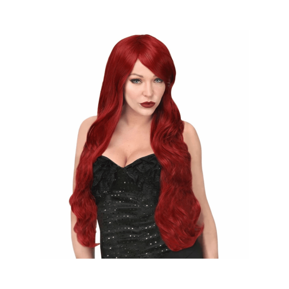 Perruque Sirène Ariel Rouge Bouclée – Tacobear – Longue Perruque Cosplay Pour Femme, Enfant, Avec Bonnet Et Barrettes – Idéale Halloween, Carnaval, Fête