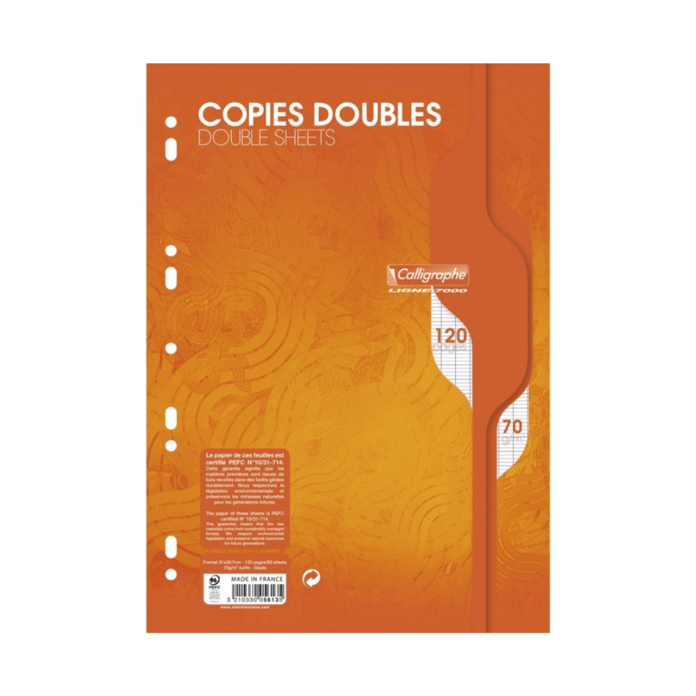 Alpha 55 Copies Doubles Perforées Calligraphe 7000 A4 120P