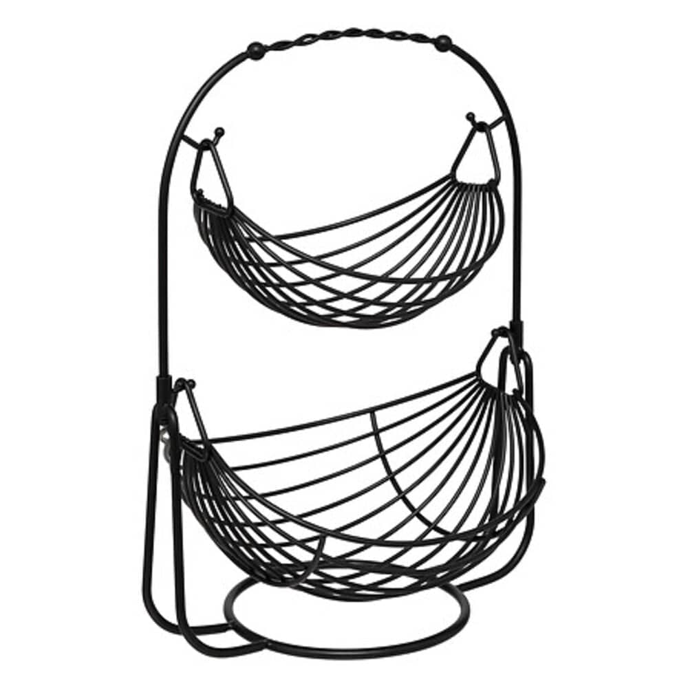 Alpha 55 Corbeille à fruits balancier 2 niveaux en métal noir