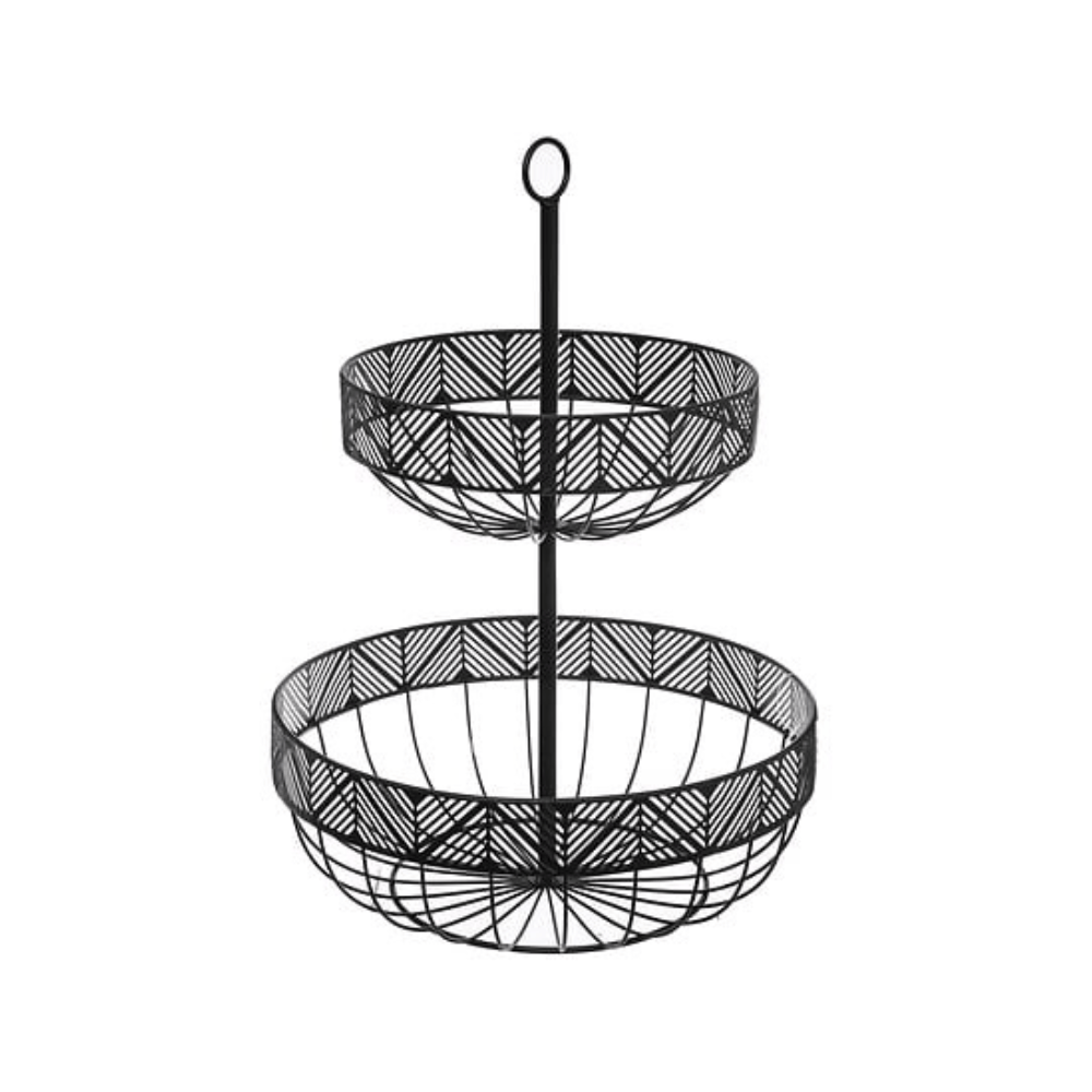 Alpha 55 Corbeille à Fruits en Métal avec 2 Niveaux – Élégante & Pratique