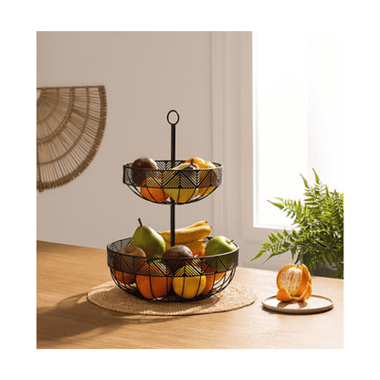 Alpha 55 Corbeille à Fruits en Métal avec 2 Niveaux – Élégante & Pratique