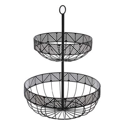 Alpha 55 Corbeille a fruits frise 2 Étages 42x30cm Noir