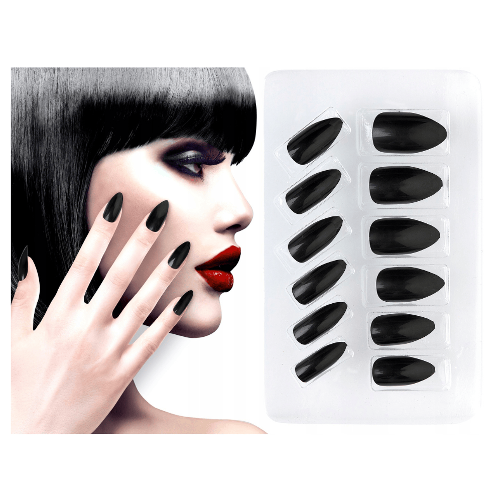 Alpha 55 cosmétique make-up Set de 12 Faux Ongles Adhésifs Mats Noirs