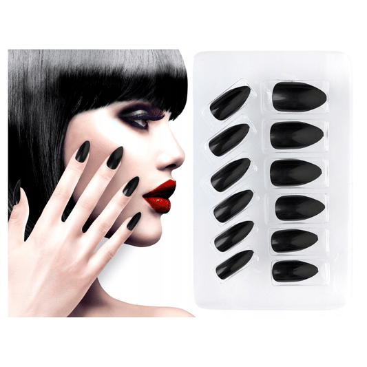 Alpha 55 cosmétique make-up Set de 12 Faux Ongles Adhésifs Mats Noirs