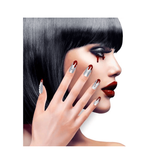 Alpha 55 cosmétique make-up Set de 12 Faux Ongles Sang Argent – Halloween