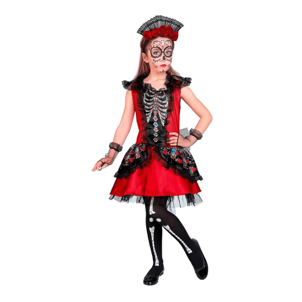 Alpha 55 Costume Jour des Morts Luxe Fille – Déguisement Halloween