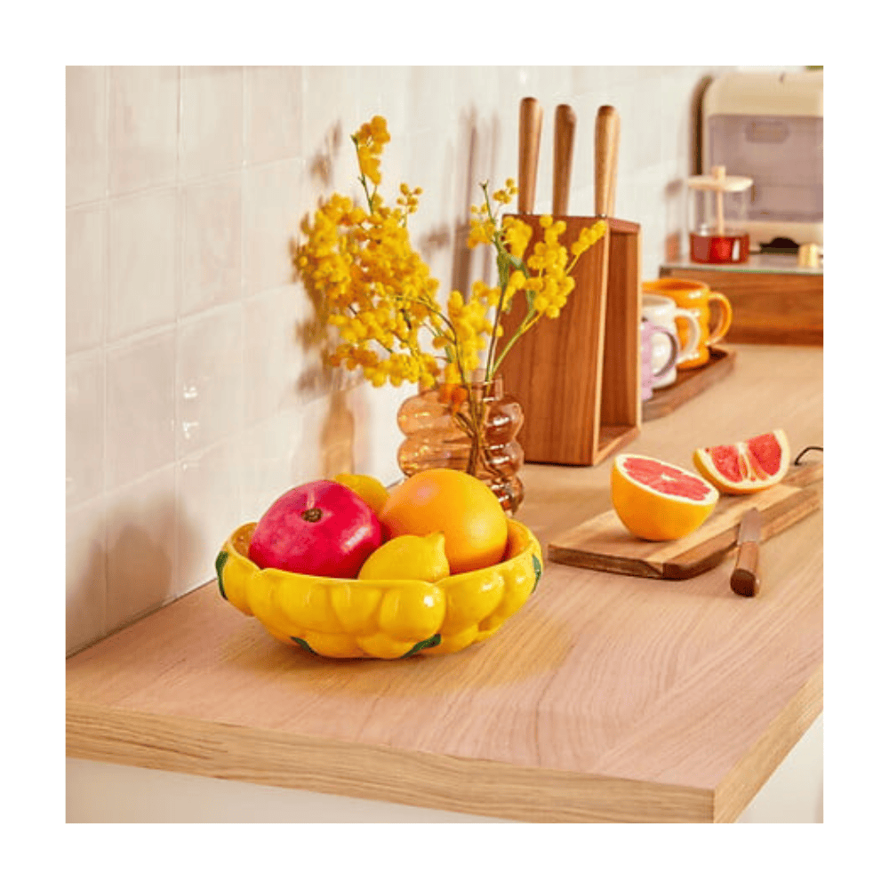 Alpha 55 Coupe Fruity en céramique jaune décorative