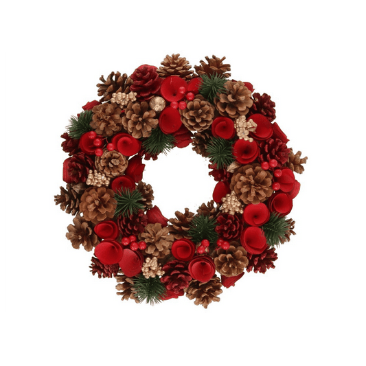 Alpha 55 Couronne pommes de pin & baies – Déco de Noël naturelle