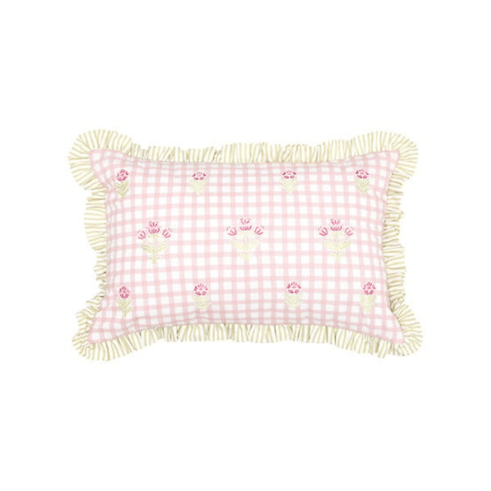 Alpha 55 Coussin broderie Fleur de Rose élégant