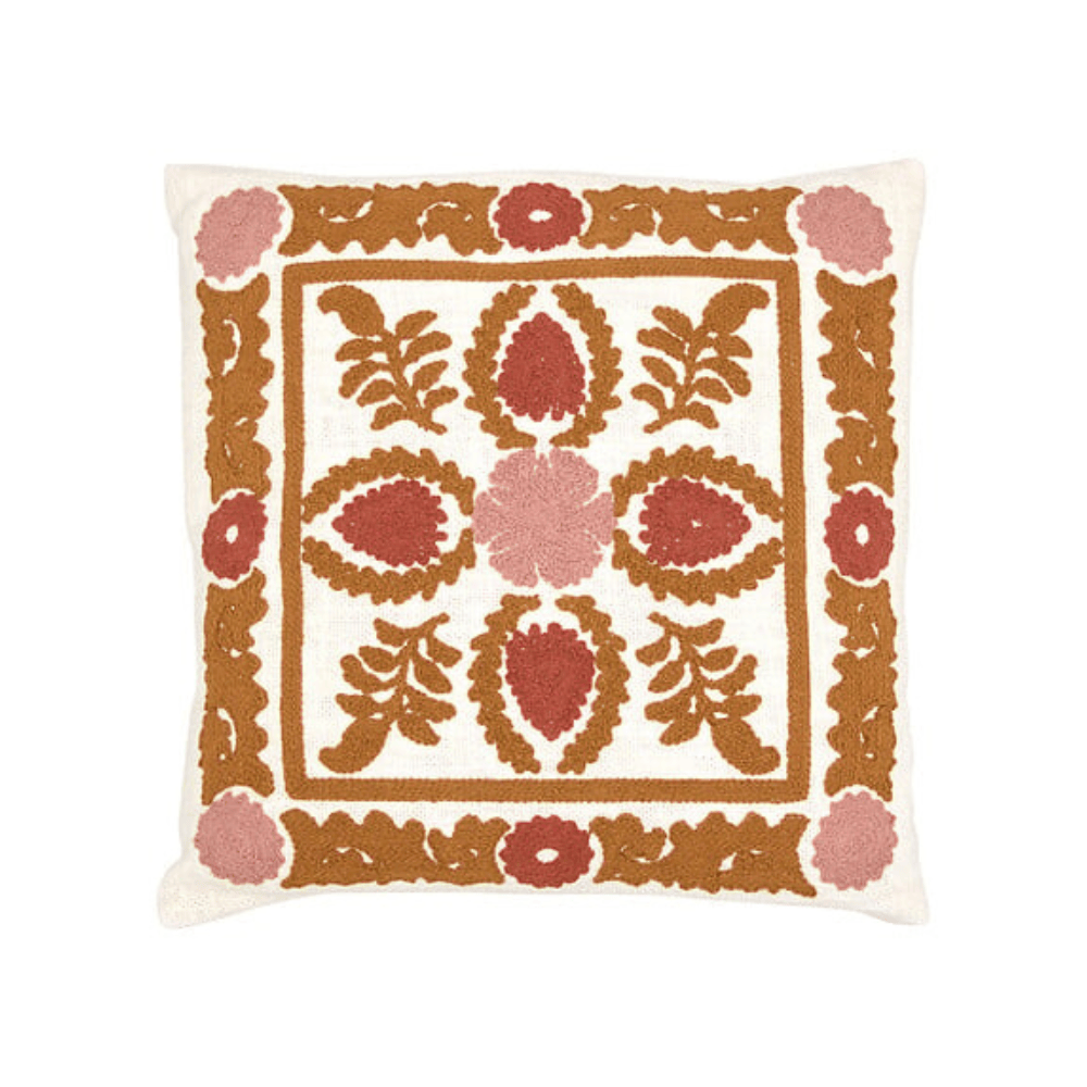 Alpha 55 Coussin broderie Sienna terracotta élégant