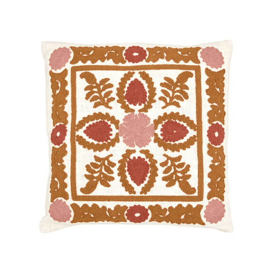 Alpha 55 Coussin broderie Sienna terracotta élégant