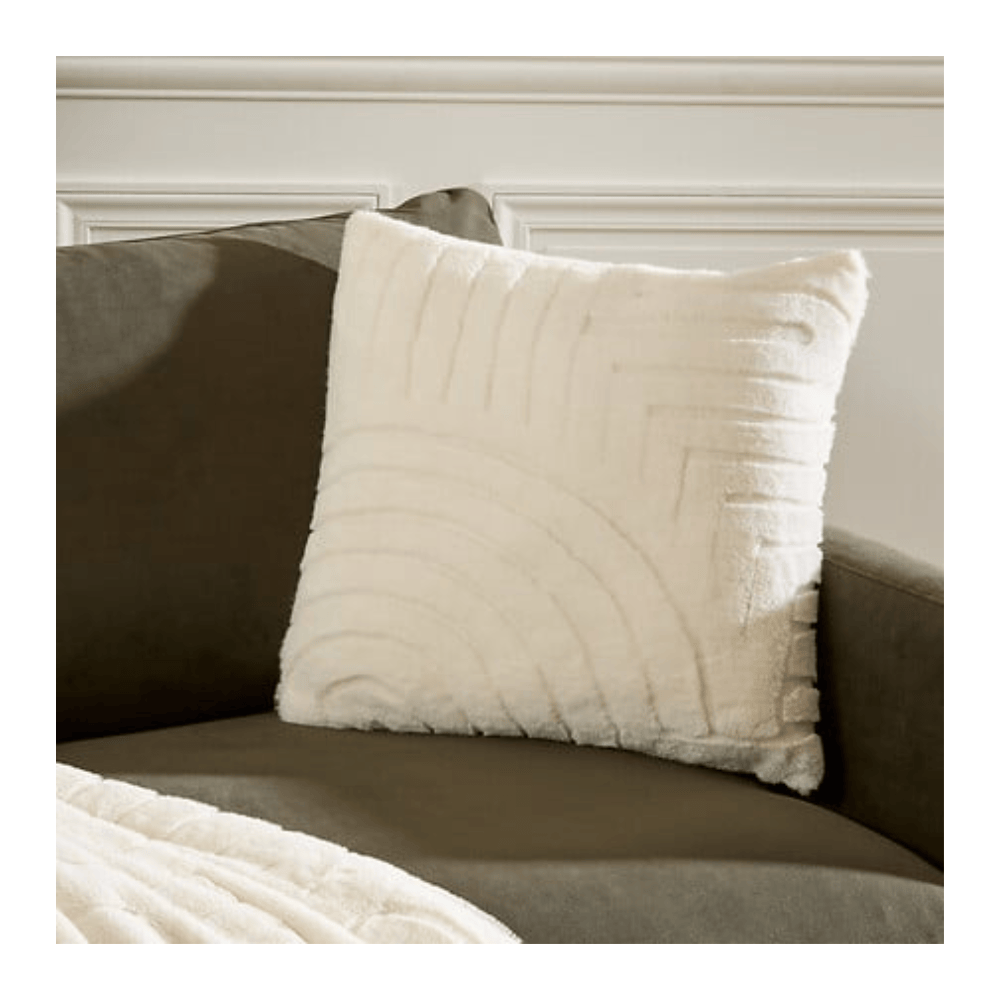 Alpha 55 Coussin Fourrure Jacquard Arka 45 x 45 cm Ivoire